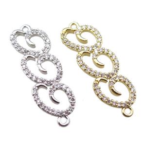 copper connector paved zircon, gold plated, approx 10-28mm [FN15063]