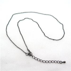 copper Necklace Chain, black plated, approx 1.5mm, 42-48cm length [FN15087]