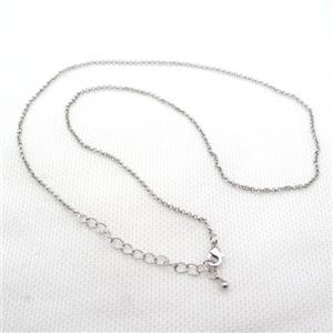 copper Necklace Chain, platinum plated, approx 1.8mm, 42-48cm length [FN15088]