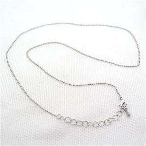 copper Necklace Chain, platinum plated, approx 1.2mm dia, 42-48cm length [FN15096]