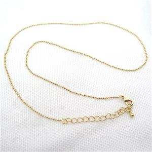 copper Necklace Chain, gold plated, approx 1.2mm dia, 42-48cm length [FN15097]