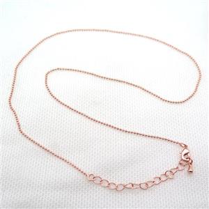 copper Necklace Chain, rose gold, approx 1.2mm dia, 42-48cm length [FN15098]