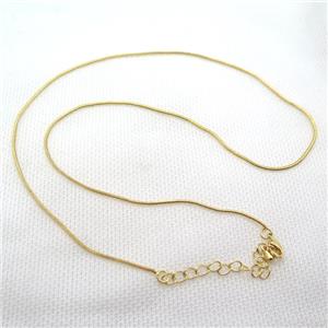 copper Necklace Chain, gold plated, approx 1mm dia, 42-48cm length [FN15101]