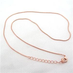 copper Necklace Chain, rose gold, approx 1mm dia, 42-48cm length [FN15102]