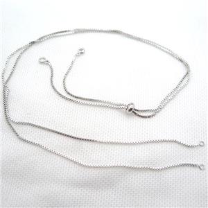 copper Necklace Chain, platinum plated, approx 1.2x1.2mm, 84cm length [FN15108]