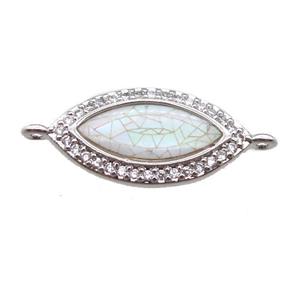 copper eye connector paved zircon with shell, platinum plated, approx 10-20mm [FN15184]