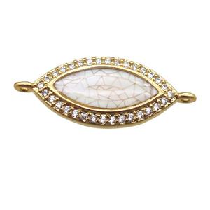 copper eye connector paved zircon with shell, gold plated, approx 10-20mm [FN15185]
