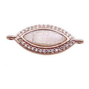 copper eye connector paved zircon with shell, rose gold, approx 10-20mm [FN15186]