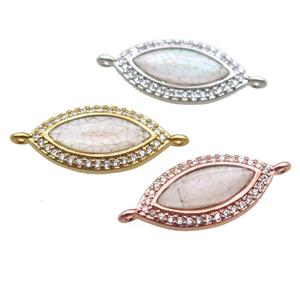 copper eye connector paved zircon with shell, mixed color, approx 10-20mm [FN15187]
