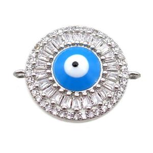 copper circle eye connector paved zircon, platinum plated, approx 18mm dia [FN15188]