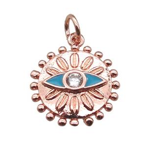 copper eye pendant paved zircon, rose gold, approx 15mm dia [FN15199]