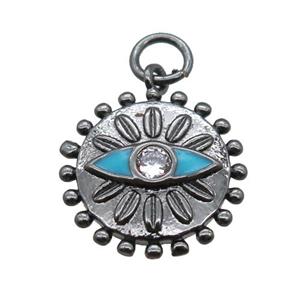 copper eye pendant paved zircon, black plated, approx 15mm dia [FN15200]