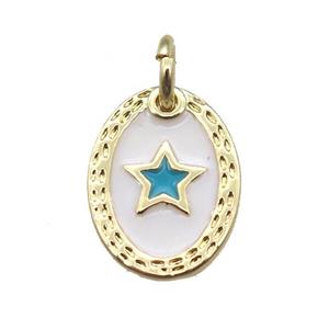 copper oval star connector, enameling, gold plated, approx 9-12mm [FN15203]