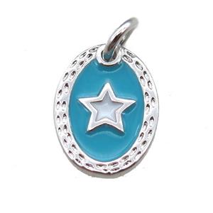 copper oval star connector, enameling, platinum plated, approx 9-12mm [FN15204]