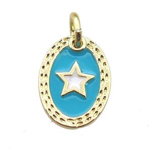 copper oval star connector, enameling, gold plated, approx 9-12mm [FN15205]