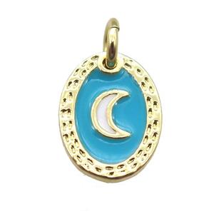 copper oval moon connector, enameling, gold plated, approx 9-12mm [FN15207]