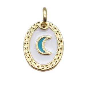 copper oval moon connector, enameling, gold plated, approx 9-12mm [FN15208]