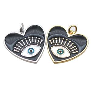 copper heart eye pendant with enameling, mixed, approx 21mm [FN15237]