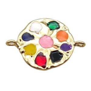copper circle connector with gemstone, gold plated, approx 15mm dia [FN15249]