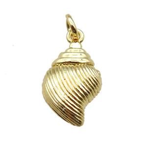 copper conch shell pendant, gold plated, approx 10-15mm [FN15254]