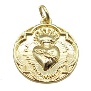 copper circle pendant, gold plated, approx 17.5mm dia [FN15260]