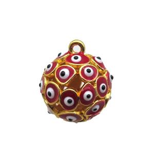 red enameling copper round pendant with evail eye, gold plated, approx 16mm dia [FN15334]