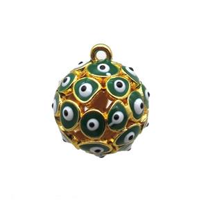 green enameling copper round pendant with evail eye, gold plated, approx 16mm dia [FN15336]