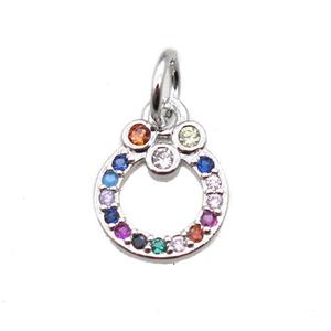 copper pendant paved zircon, christmas wreath, platinum plated, approx 9-11mm [FN15378]