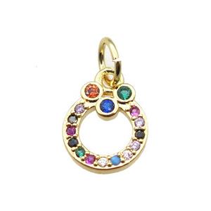 copper pendant paved zircon, christmas wreath, gold plated, approx 9-11mm [FN15379]