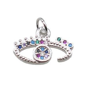 copper eye pendant paved zircon, platinum plated, approx 7-15mm [FN15382]