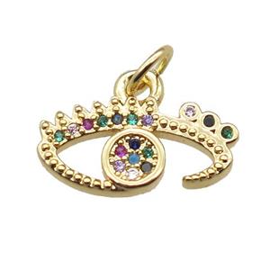copper eye pendant paved zircon, gold plated, approx 7-15mm [FN15383]