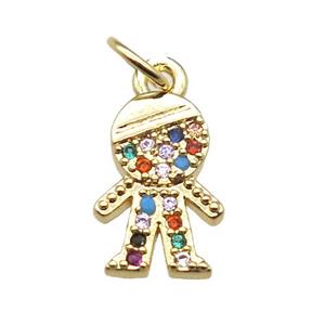 copper boy pendant paved zircon, gold plated, approx 8-14mm [FN15391]