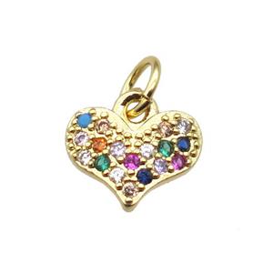 copper heart pendant paved zircon, gold plated, approx 9mm [FN15397]