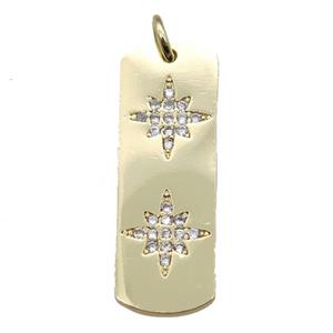 copper pendant paved zircon, northstar, gold plated, approx 9-25mm [FN15405]
