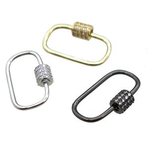 copper carabiner lock pendant paved zircon, mixed color, approx 15-24mm [FN15414]