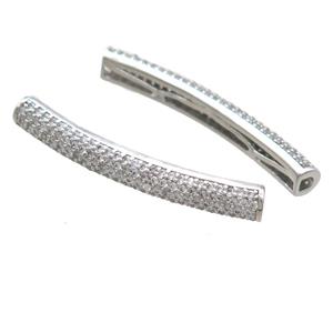 copper tube beads paved zircon, platinum plated, approx 5-35mm [FN15421]