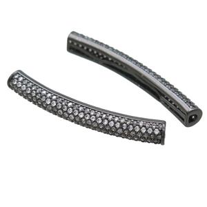 copper tube beads paved zircon, black plated, approx 5-35mm [FN15422]
