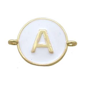 white enameling copper letter-A connector, gold plated, approx 13mm dia [FN15424]