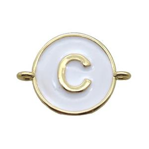 white enameling copper letter-C connector, gold plated, approx 13mm dia [FN15426]