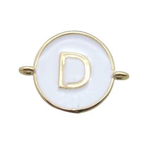 white enameling copper letter-D connector, gold plated, approx 13mm dia [FN15427]