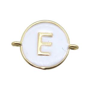 white enameling copper letter-E connector, gold plated, approx 13mm dia [FN15428]