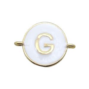 white enameling copper letter-G connector, gold plated, approx 13mm dia [FN15430]