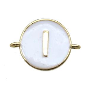 white enameling copper letter-I connector, gold plated, approx 13mm dia [FN15432]