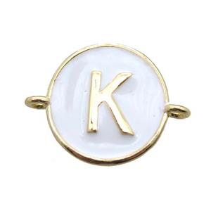 white enameling copper letter-K connector, gold plated, approx 13mm dia [FN15434]