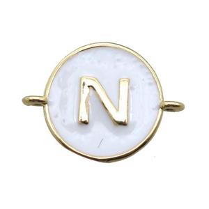 white enameling copper letter-N connector, gold plated, approx 13mm dia [FN15437]