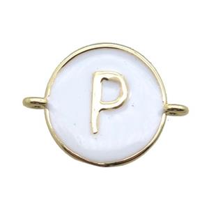 white enameling copper letter-P connector, gold plated, approx 13mm dia [FN15439]