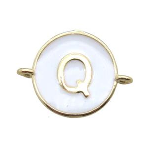 white enameling copper letter-Q connector, gold plated, approx 13mm dia [FN15440]