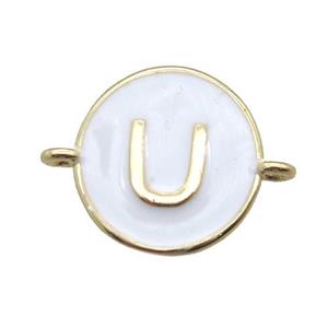 white enameling copper letter-U connector, gold plated, approx 13mm dia [FN15444]