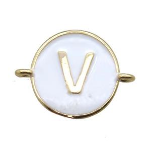 white enameling copper letter-V connector, gold plated, approx 13mm dia [FN15445]