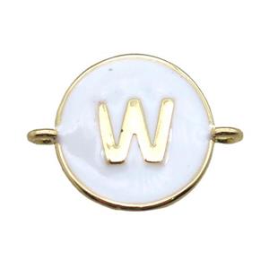 white enameling copper letter-W connector, gold plated, approx 13mm dia [FN15446]